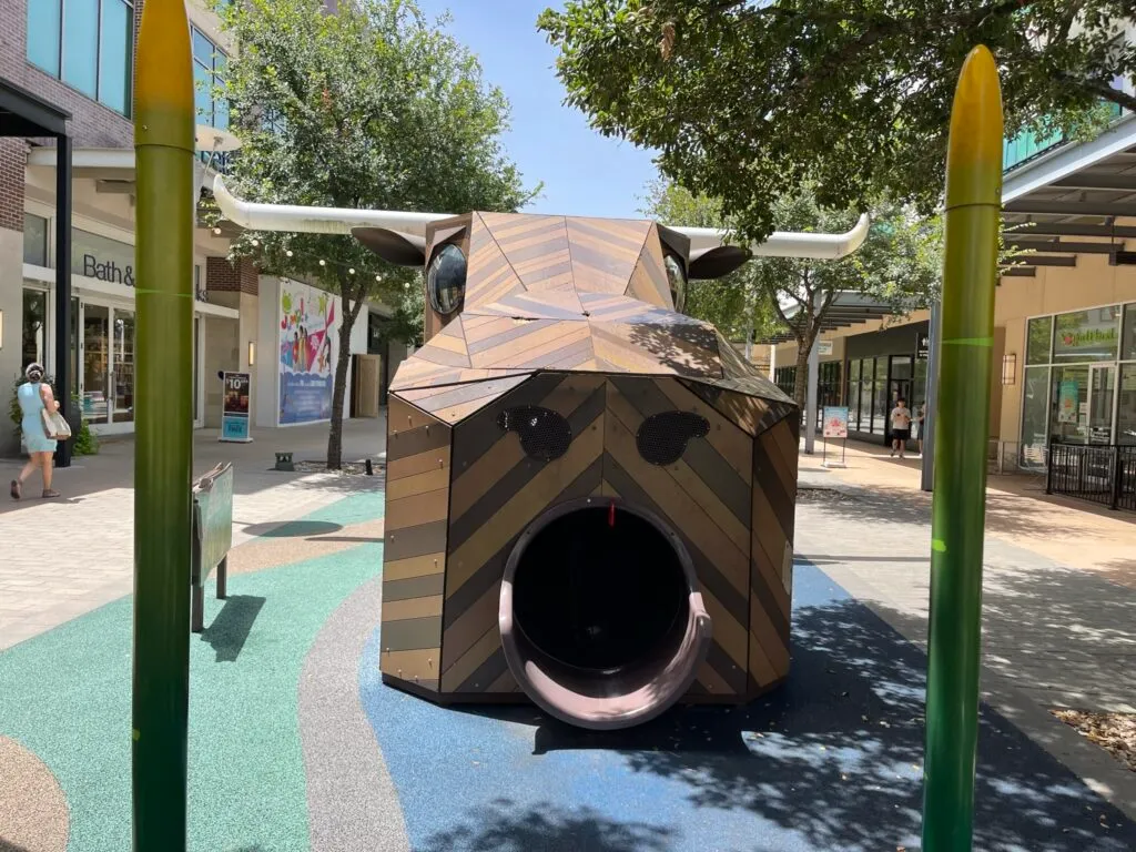 A slide shaped like a giant bull's head