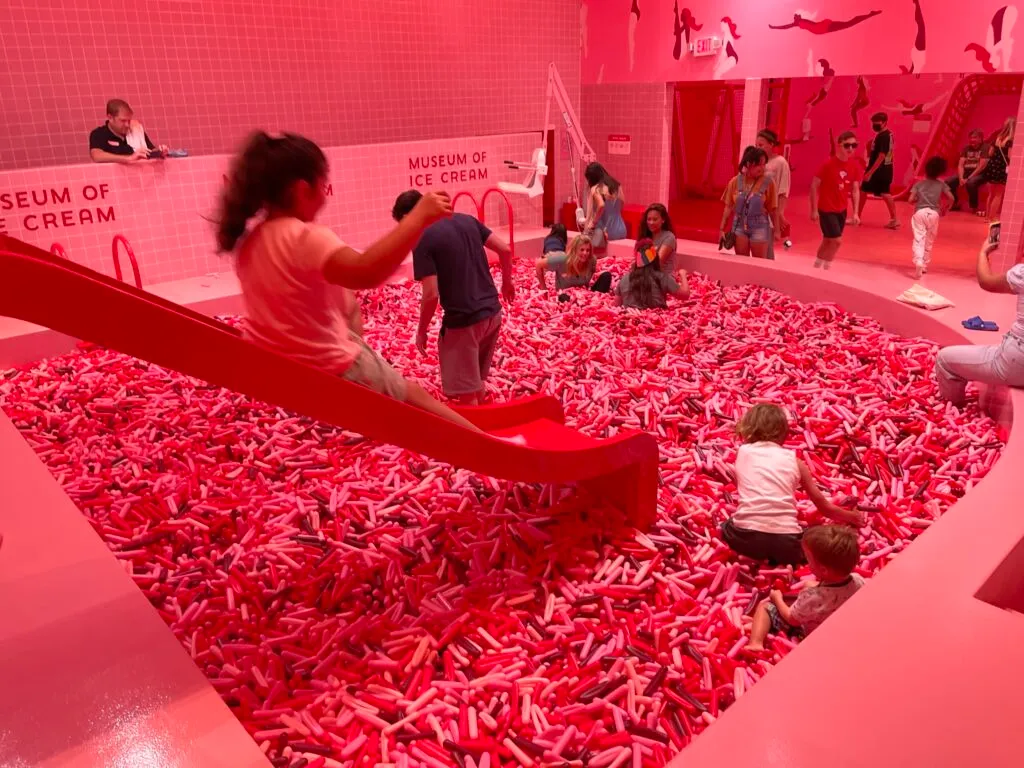 The giant sprinkle pool at the Museum of Ice Cream