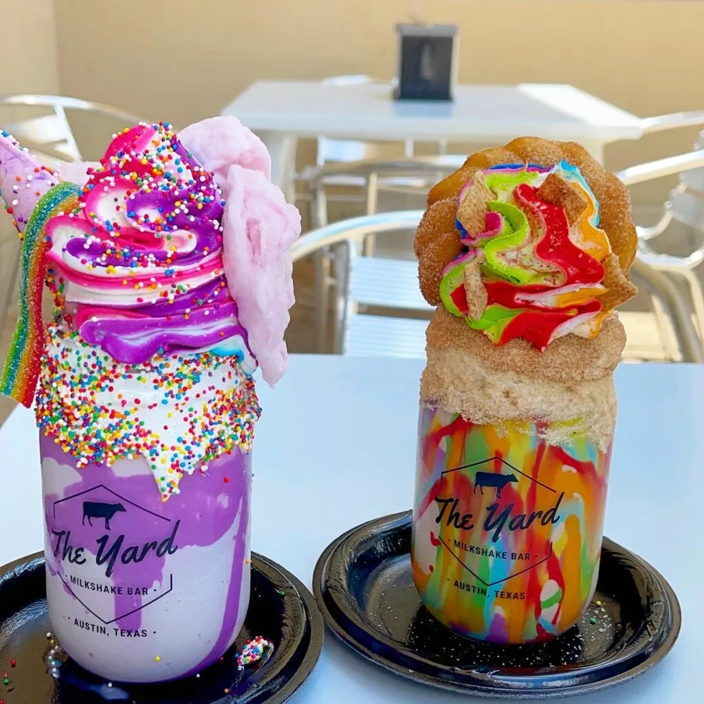 Ridiculously overboard and colorful milkshakes from The Yard Milkshake Bar at The Domain