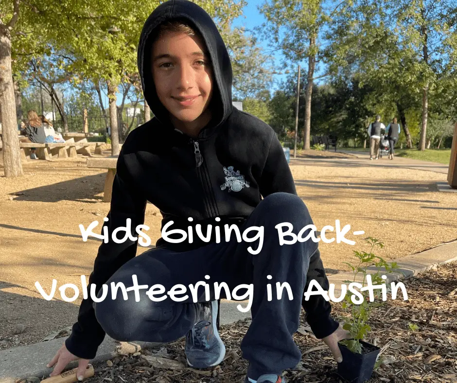 A teenager planting plants at the park while volunteering