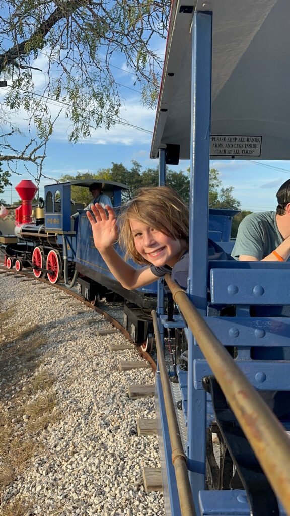 Riding the train at 7A Ranch
