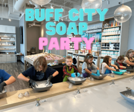 Kids making soaps for their Buff City Soap Party