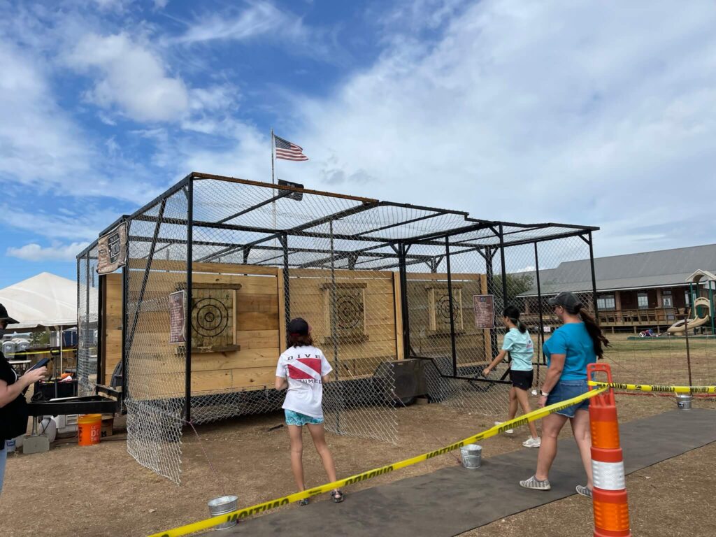 axe throwing at texas pumpkin fest in leander