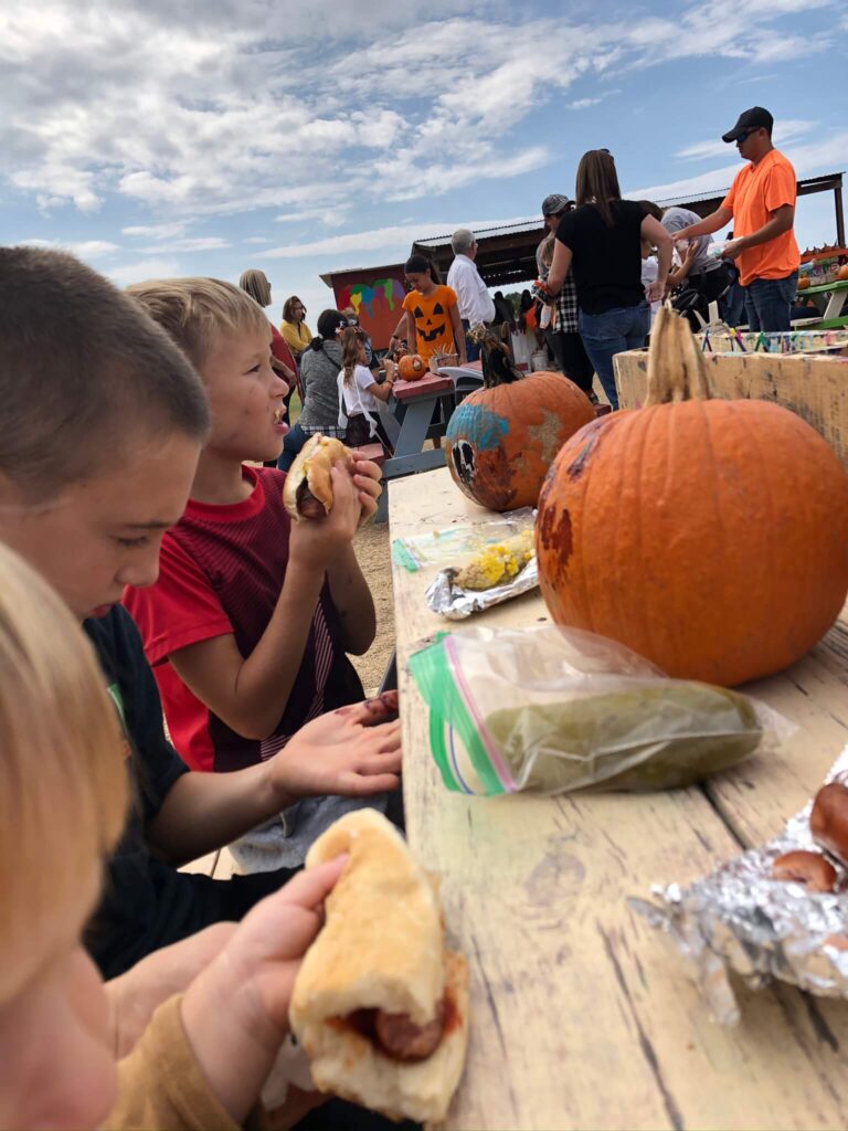 hot dogs from the pumpkin grill at sweet berry farm