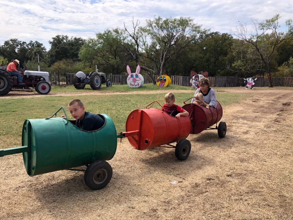 Barrel train rides at sweet berry farm