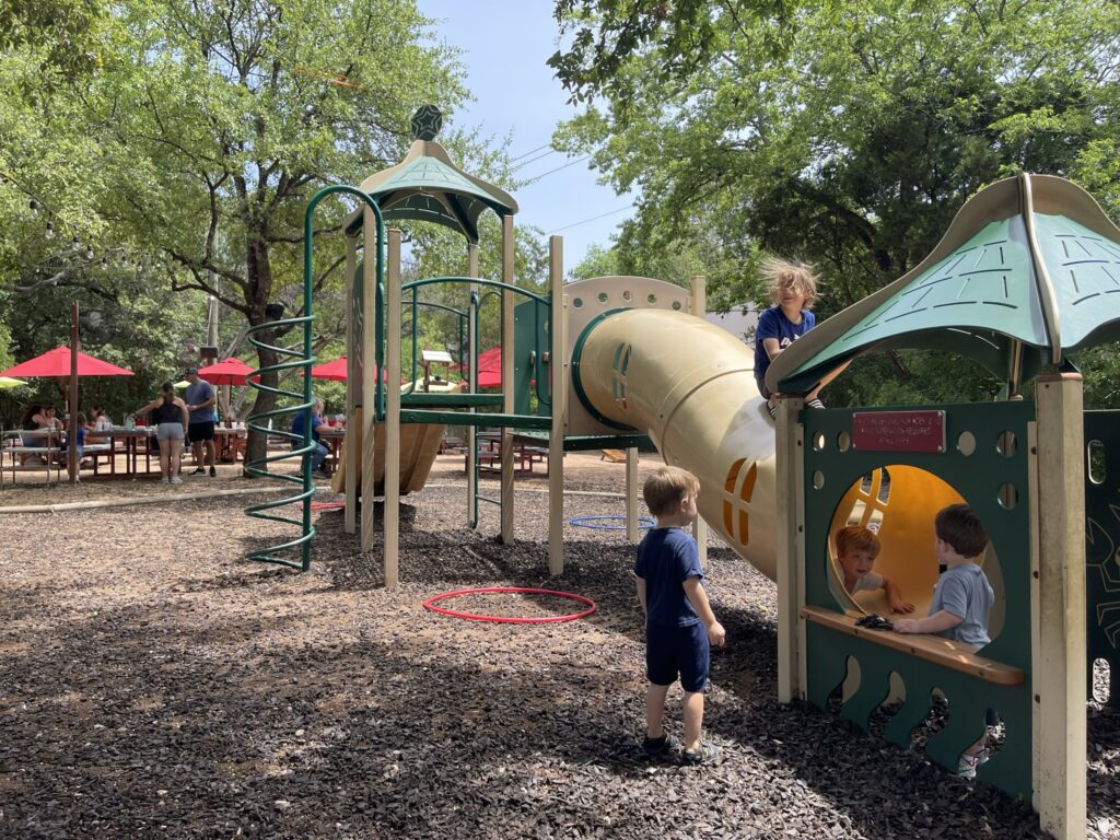 waterloo ice house austin restaurant with playground