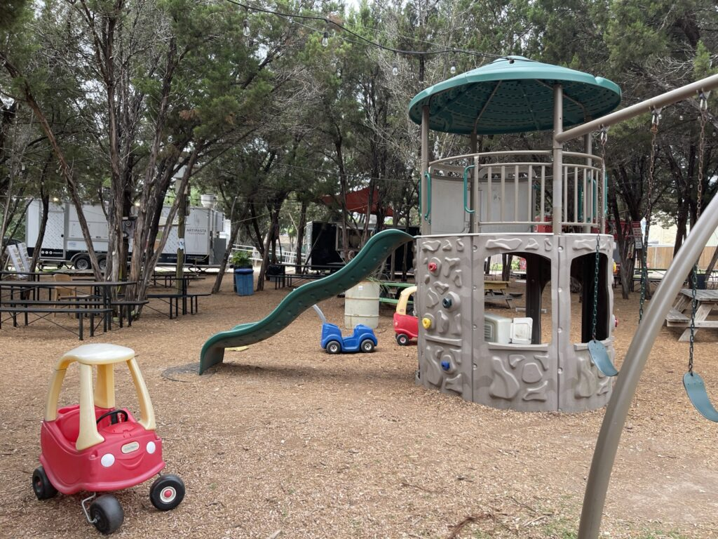 thicket food park south austin food trucks with outdoor playground