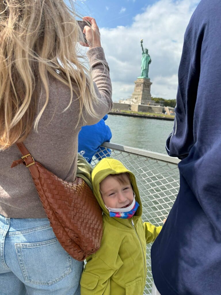 on the ferry to the statue of liberty