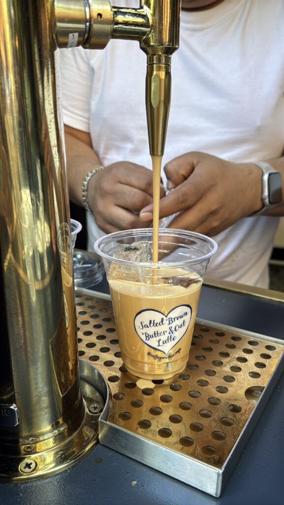 salted brown butter oat milk latte