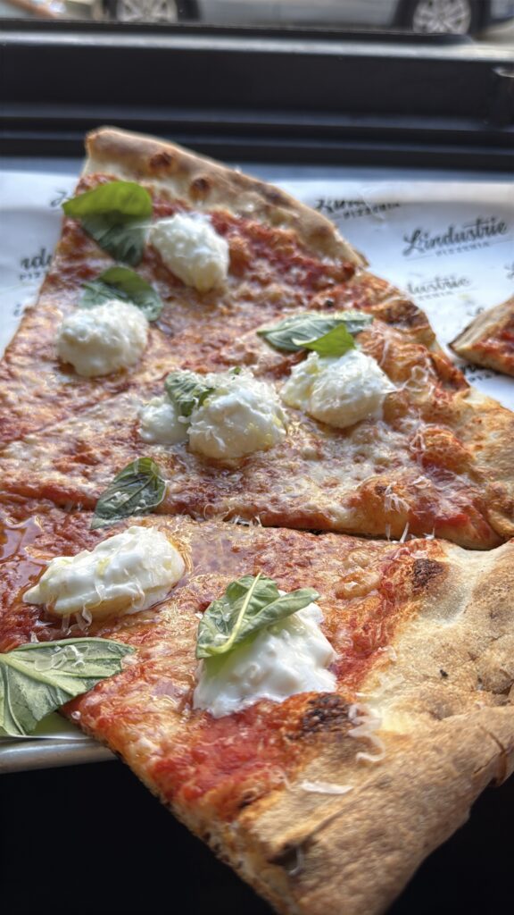 burrata pizza from L'industrie in little italy new york