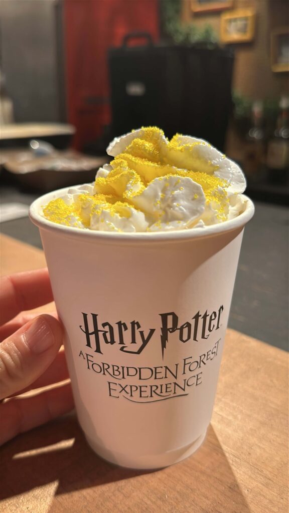 Harry Potter™: A Forbidden Forest Experience in Austin the Hufflepuff hot chocolate