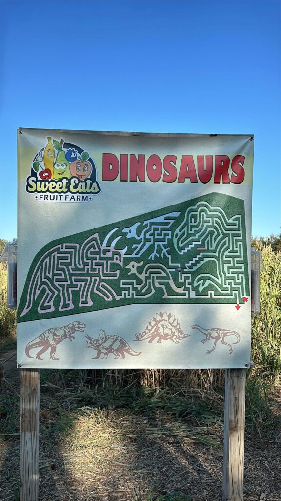 Jurassic Jamboree Dinosaur Festival at Sweet Eats Fruit Farm corn maze