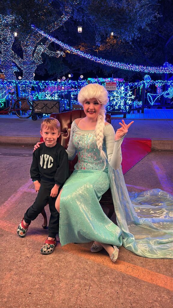 elsa at mozart's holiday lights