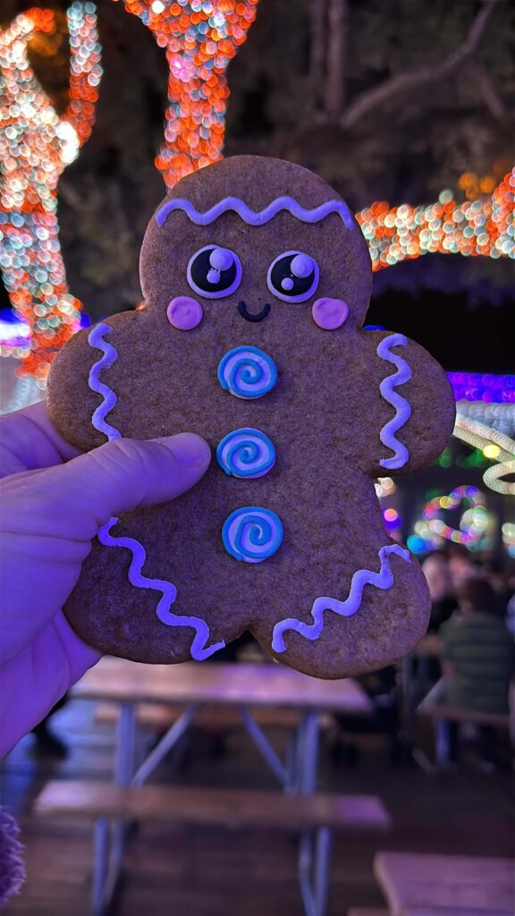 gingerbread man cookie at mozarts festival of lights in austin