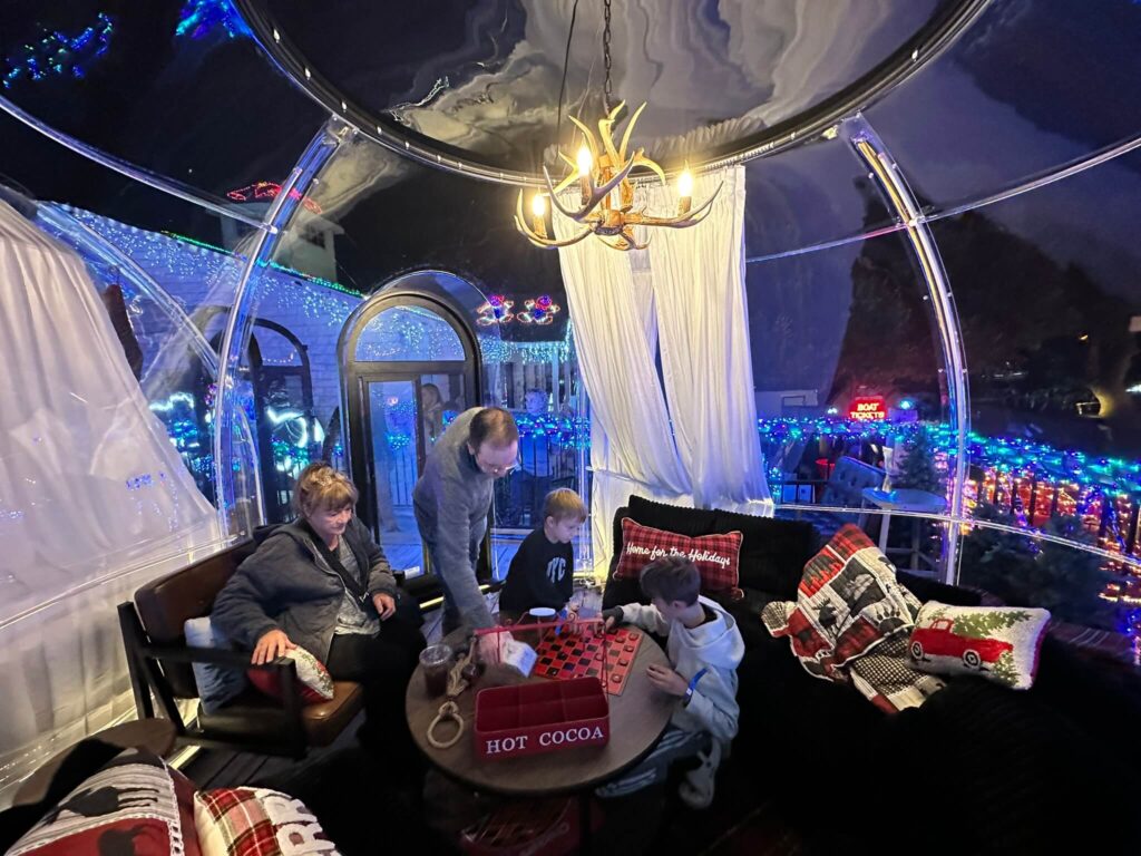 igloos at mozarts holiday lights show