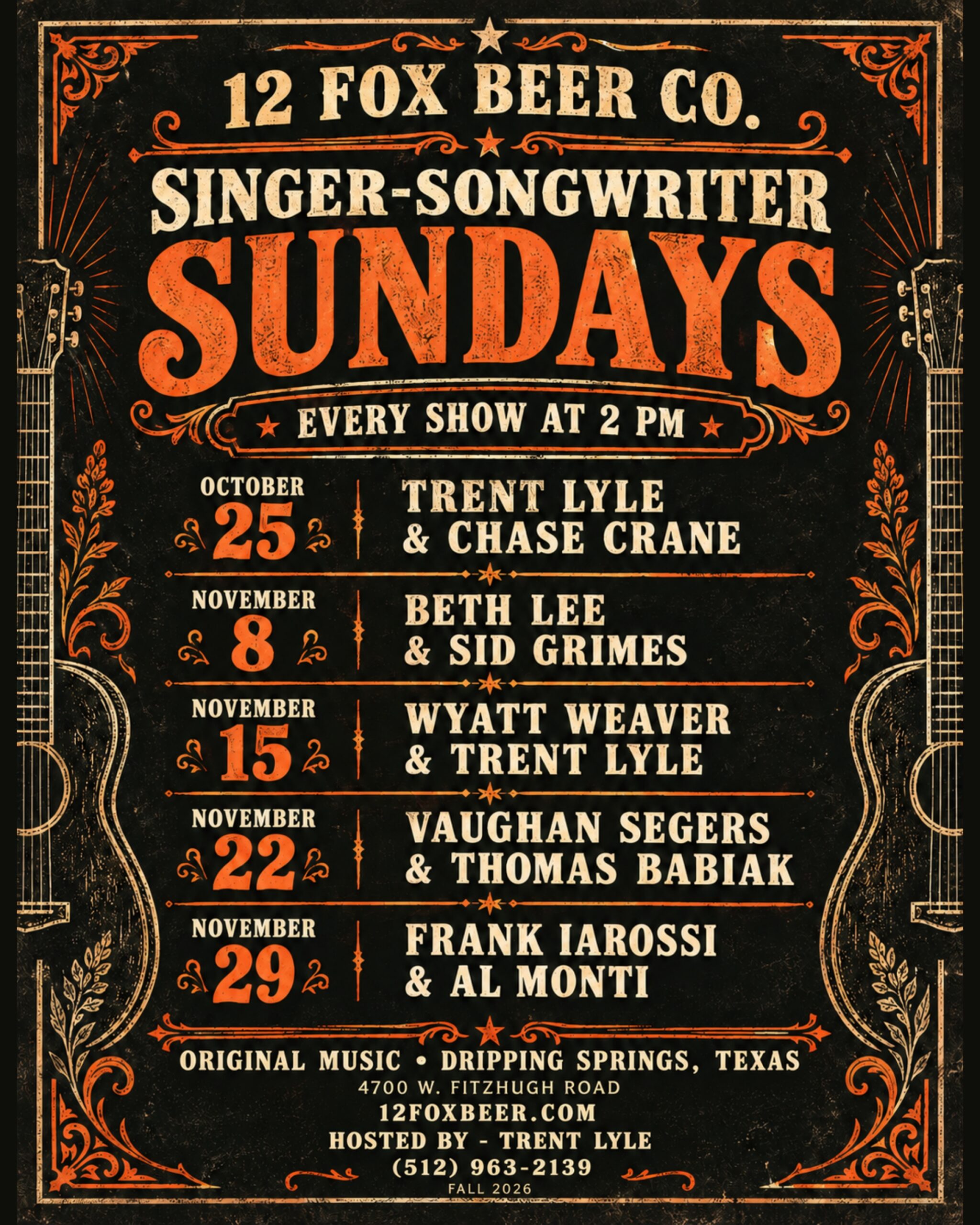 Singer-Songwriter Sunday: Frank Iarossi & Al Monti at 12 Fox — Music in Dripping Springs, TX