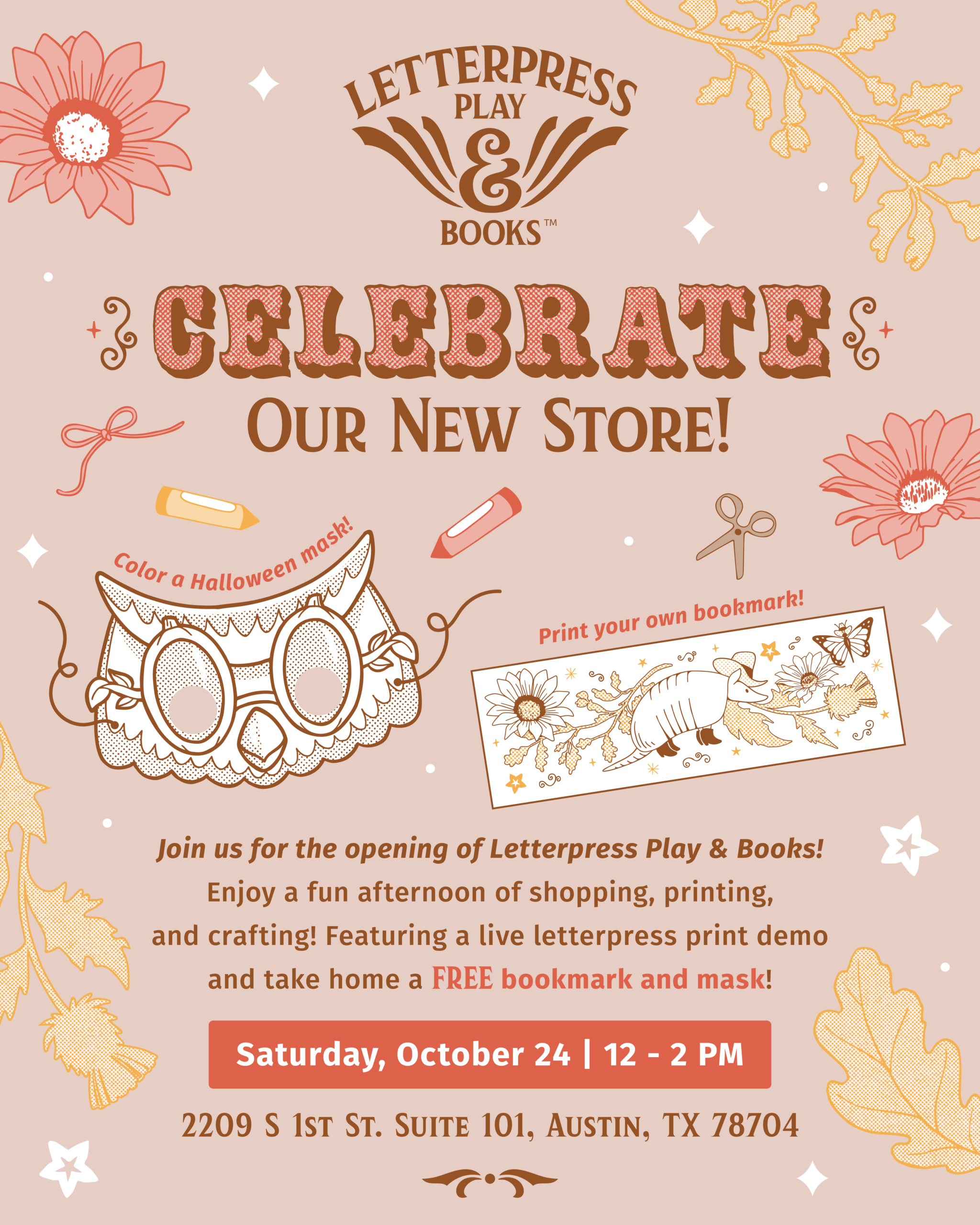 Bookmark Printing and Halloween Mask Crafting — Arts & culture in Letterpress PLAY · Austin, TX